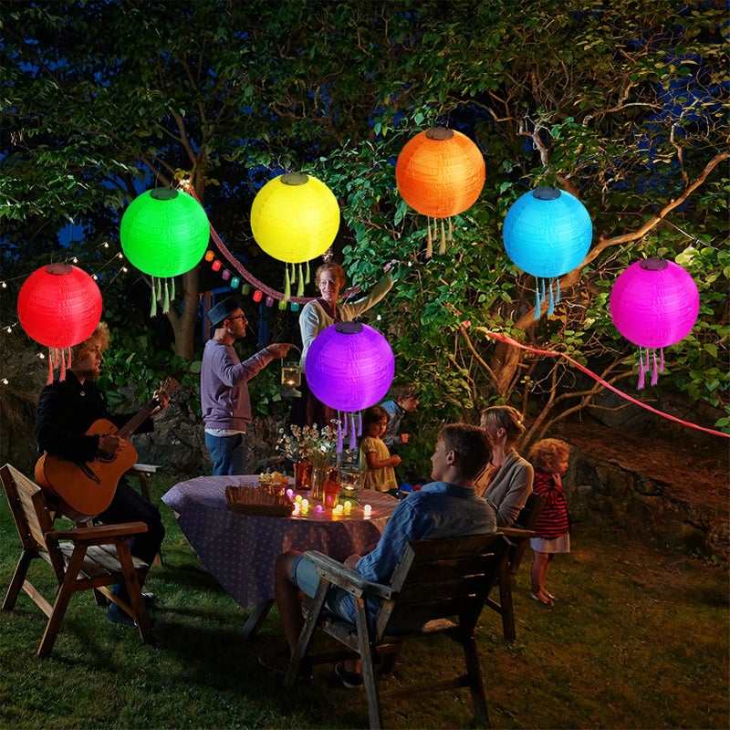 Solar Operated LEDs Outdoor Lantern Hanging Light Decorative Lantern 300mm/ 12inches IP65 Water Resistance Built-in 600mAh Rechargeable Cell for Garden Yard Patio Wedding Party Decoration - Image 5