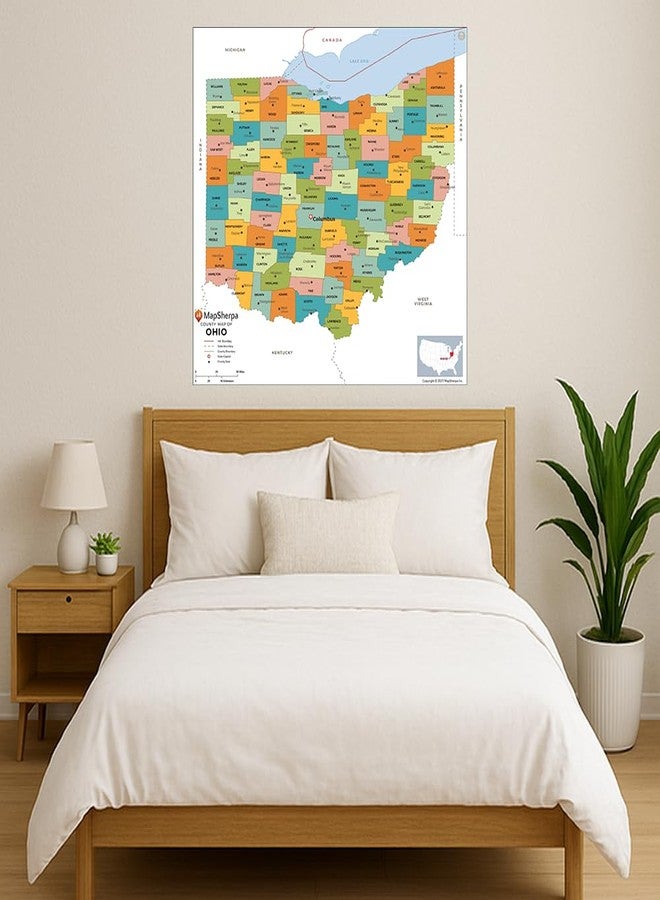 MapSherpa Ohio Counties Map - Standard - 36" x 34.5" Laminated - Image 2