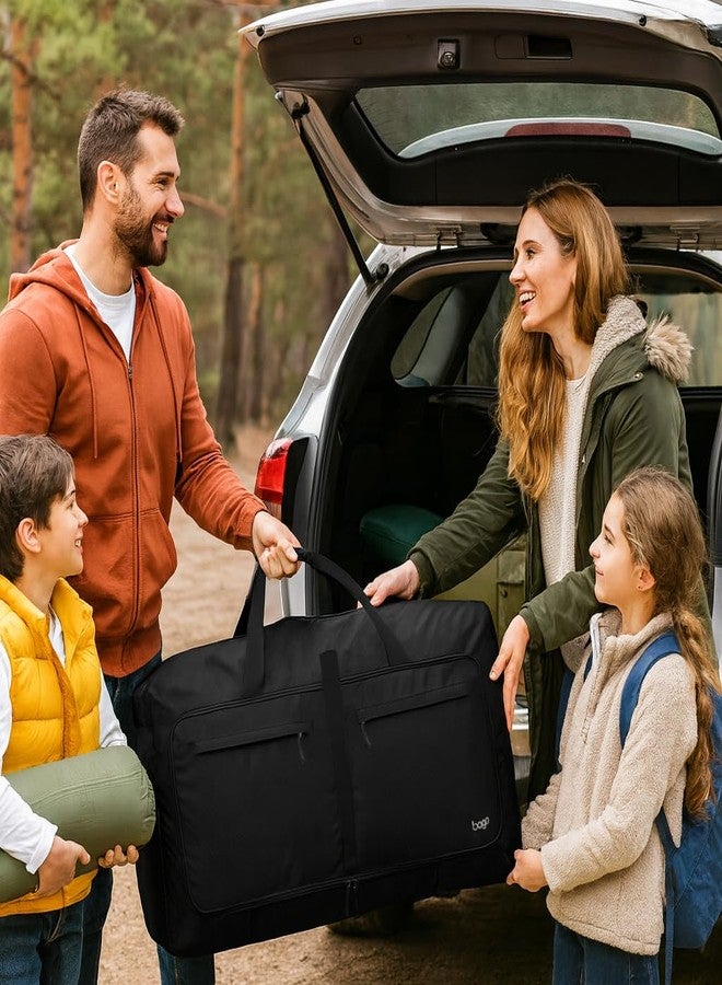 باجو حقائب سفر باجو بيج إكس إكس إل القابلة للطي للنساء والرجال - حقيبة سفر قابلة للطي بسعة 140 لتر مع حجرة للأحذية - مقاومة للماء، شديدة التحمل، خفيفة الوزن، قابلة للطي والطي (أسود بالكامل) - Image 2