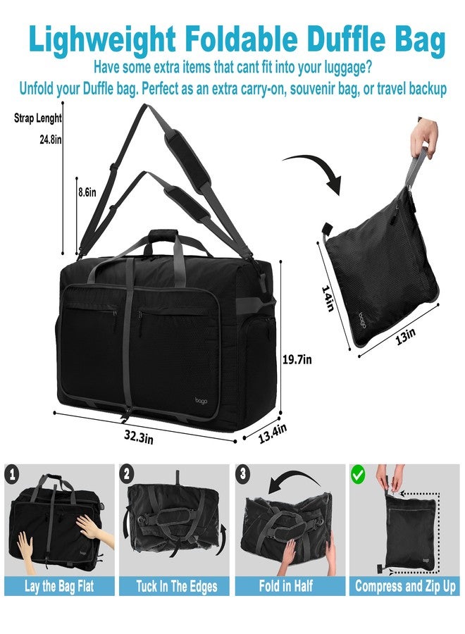 باجو حقائب سفر باجو بيج إكس إكس إل القابلة للطي للنساء والرجال - حقيبة سفر قابلة للطي بسعة 140 لتر مع حجرة للأحذية - مقاومة للماء، شديدة التحمل، خفيفة الوزن، قابلة للطي والطي (أسود بالكامل) - Image 4