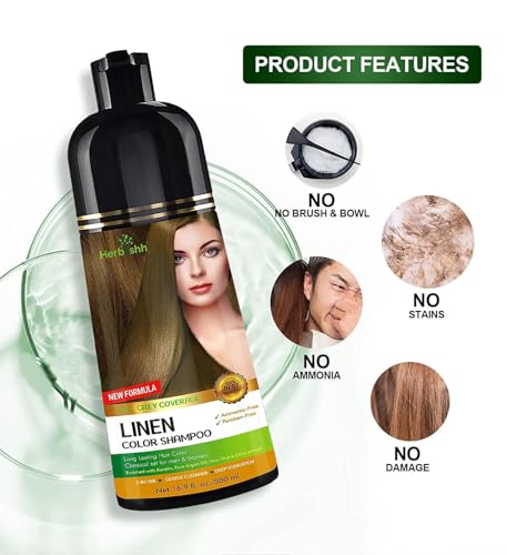 Herbishh Combo Pack Herbishh Hair Color Shampoo for Gray Hair Argan Intense Hair Mask LongLasting Color in Minutes Stimulates Dry Frizzy Hair 500 Ml Linen - Image 5