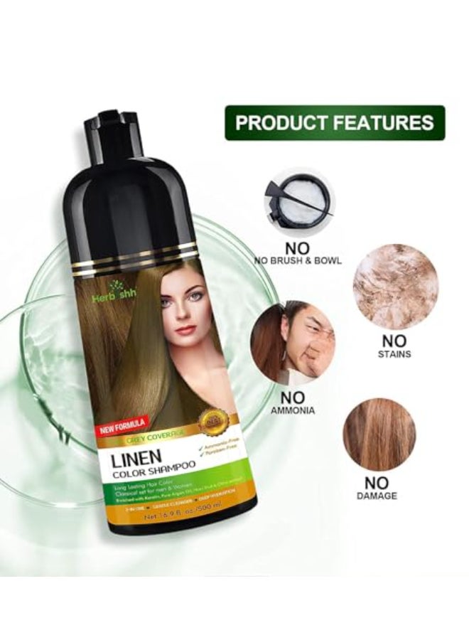 Herbishh Combo Pack Herbishh Hair Color Shampoo for Gray Hair Argan Intense Hair Mask LongLasting Color in Minutes Stimulates Dry Frizzy Hair 500 Ml Linen - Image 4