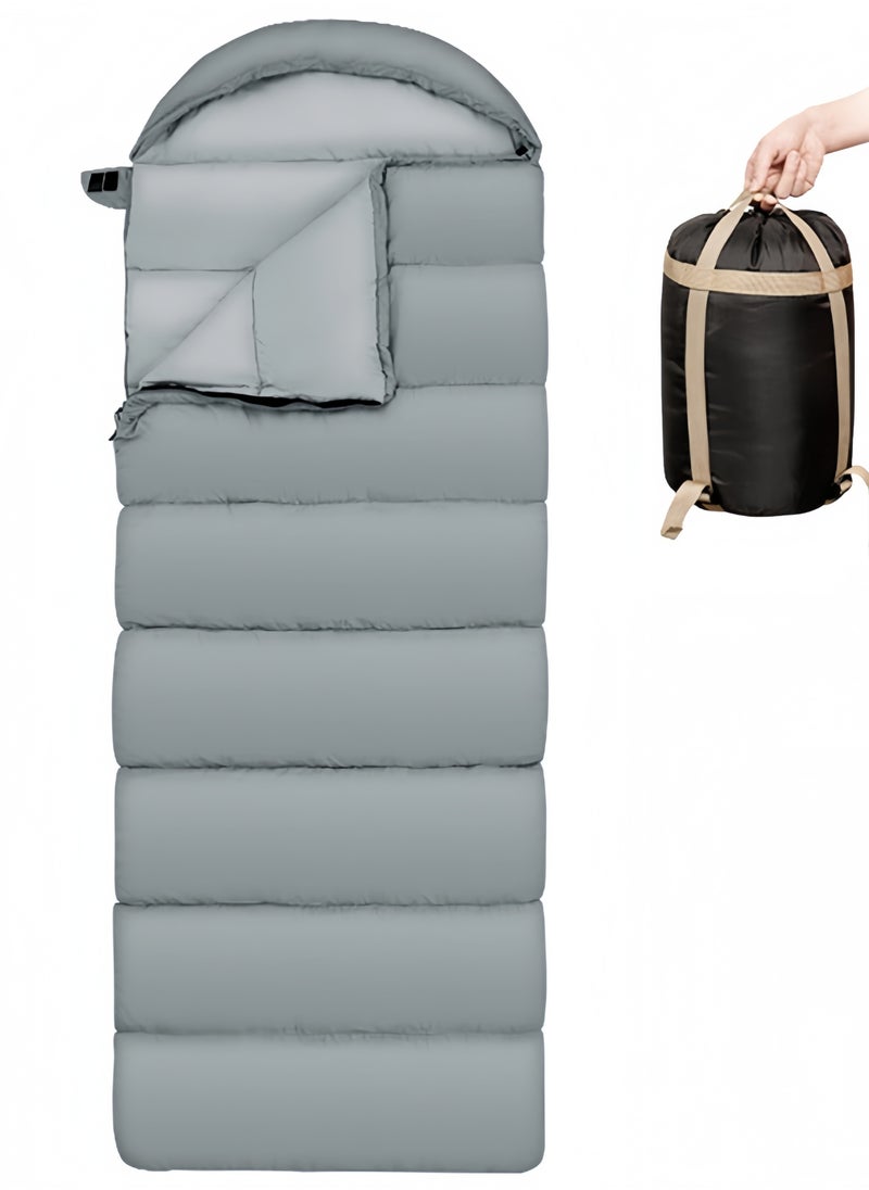 GGEROU Single Camping Sleeping Bag 4 Seasons Warm Cold Weather Lightweight Sleeping Bag with Compression Sack for Adults(Grey,2.4KG)  - Image 1