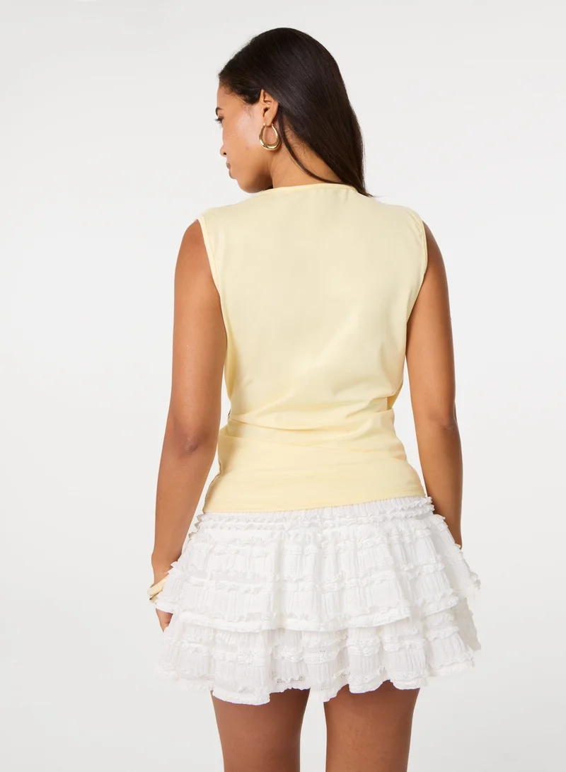 بينك فانيلا Stone Buckle Cross Over Slinky Top