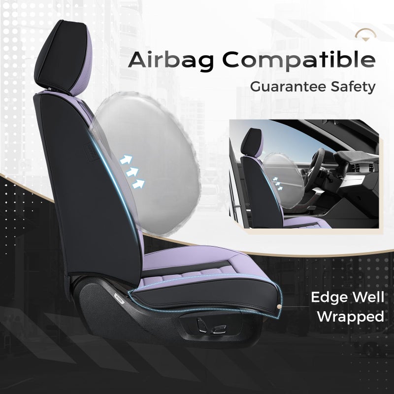 Coverado Car Seat Covers Full Set, Seat Covers for Cars, Front Seat Covers and Back Seat Cover Waterproof Leather Automotive Seat Cover, Universal Car Interior Protectors Cushion for Most Cars - Image 3
