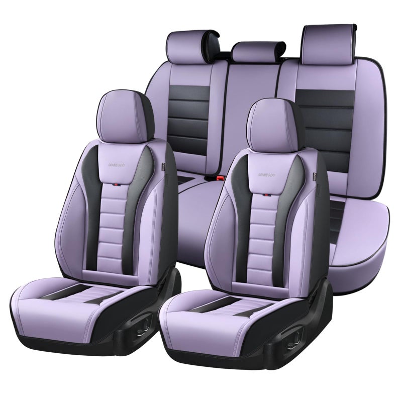 Coverado Car Seat Covers Full Set, Seat Covers for Cars, Front Seat Covers and Back Seat Cover Waterproof Leather Automotive Seat Cover, Universal Car Interior Protectors Cushion for Most Cars - Image 1