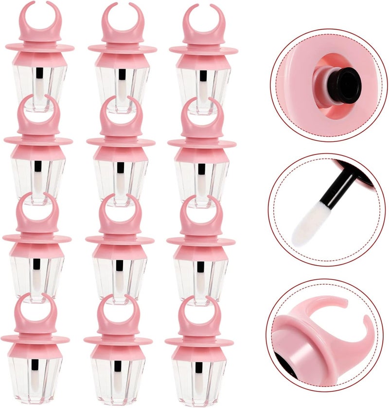Outanaya 12pcs Ring-shaped Lip Gloss Tubes Empty Diy Lip Gloss Containers for Women Girls Durable and Stylish Lipstick Making Pink - Image 2