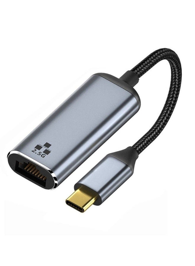 محول CY USB C إلى Ethernet بسرعة 2.5Gbps، محول USB 3.1 من نوع C إلى RJ45 بسرعة 2500Mbps، محول شبكة LAN Ethernet عالي السرعة لجهاز الكمبيوتر المحمول - Image 1