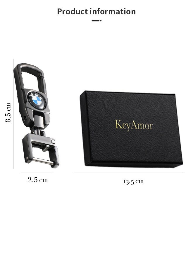 KeyAmor Luxury Metal BMW Keychain in Gunmetal Colour Stylish Car Key Holder with Strong Lock Simple Design and Durable Build Comes with a Premium Gift Box making it a stylish and useful gift  - Image 3