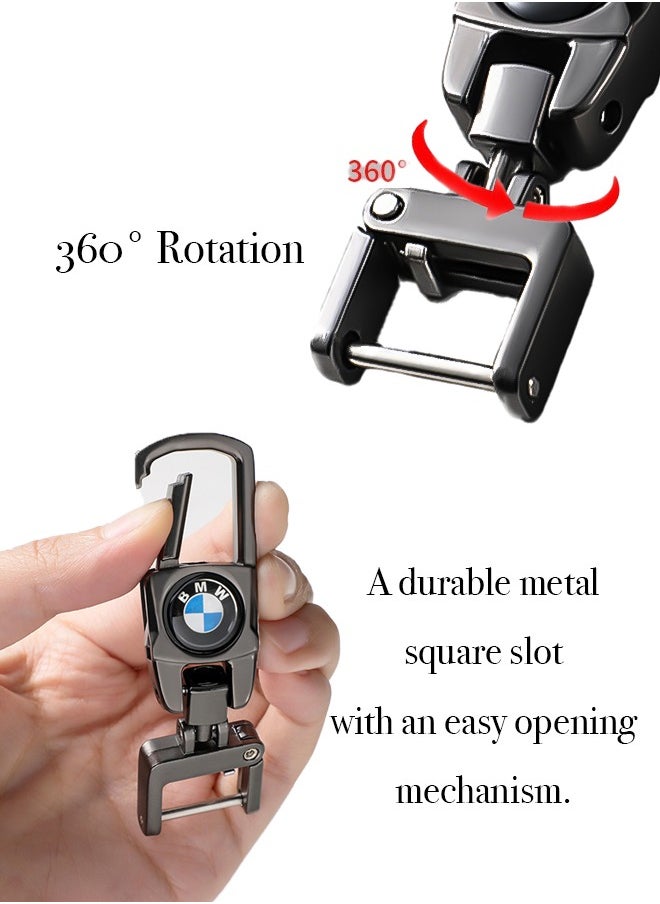 KeyAmor Luxury Metal BMW Keychain in Gunmetal Colour Stylish Car Key Holder with Strong Lock Simple Design and Durable Build Comes with a Premium Gift Box making it a stylish and useful gift  - Image 4