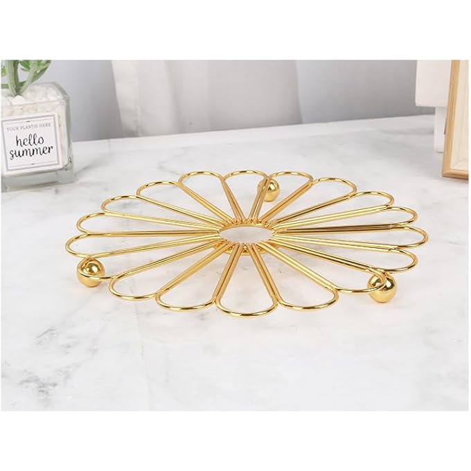 Hosoncovy Metal Hot Pot Holder PadHeat Resistant Pot Mat Hot Pot Trivet Mat Table Place Mat Kitchen Worktop Protector Dish Mat B - Image 4
