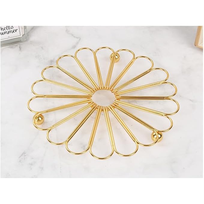 Hosoncovy Metal Hot Pot Holder PadHeat Resistant Pot Mat Hot Pot Trivet Mat Table Place Mat Kitchen Worktop Protector Dish Mat B - Image 5
