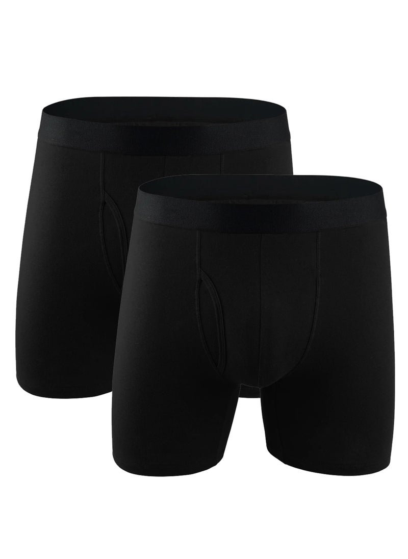 Selecta Now - Mens Boxer Shorts Soft Cotton Underwear Breathable Trunks Black Pouch Fly Briefs - Image 1