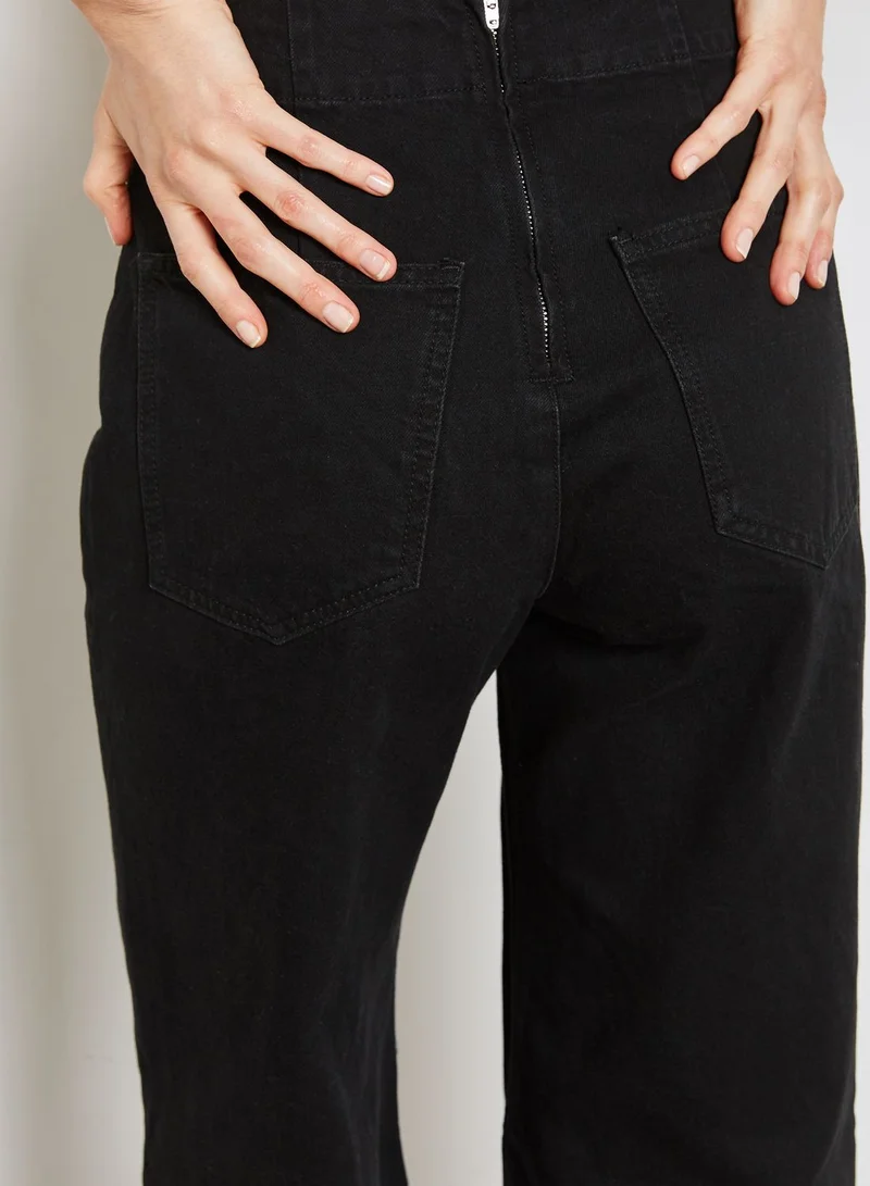 TOPSHOP Lace Up Wide Leg Cropped Jeans