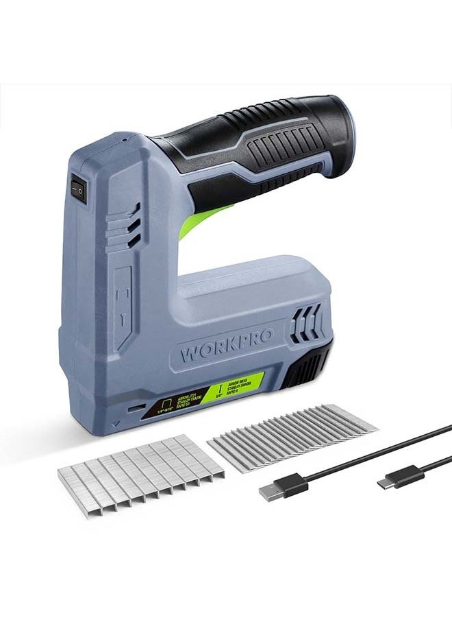 WORKPRO - WORKPRO Power Electric Cordless 2-in-1 Staple and Nail Gun, 2.0Ah Battery Powered Stapler for Upholstery, Crafts, DIY, Including USB Charger Cable, 2000PCS of LIGHT DUTY and NAILS, Free gloves and measuring tape - Image 1