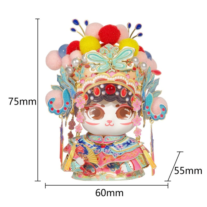 MU 3D Metal Puzzles The Chinese Opera Diva Kitty Cat Figures Model Assembling, Metal Models Kits Miniature Building for Adult, Hobby Birthday New Year Gifts Collectibles Home Decor - Image 4