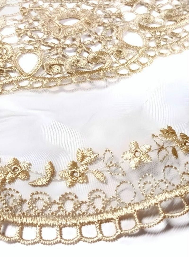 ميكسد 2 قطعة مجموعة البيضاوي الدانتيل الجدول حصيرة القطن الدانتيل الجدول حصيرة اليد الدانتيل كأس حصيرة ديكور طاولة الطعام المنزلية زهرية - Image 2