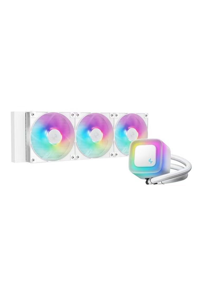 DEEPCOOL LE360 WH V2 360mm ARGB AIO Liquid CPU Cooler – Triple 120mm PWM Fans, 3400RPM Pump, Anti-Leak Technology, Aluminum Radiator, Intel & AMD Compatible, White | LE360-WHAMMN-G-2 - Image 1