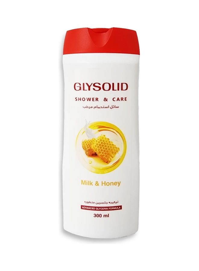 GLYSOLID Shower & care with milk & honey scents with advanced glycerin formula to softness your skin all the day (milk & honey) 300ml - Image 1