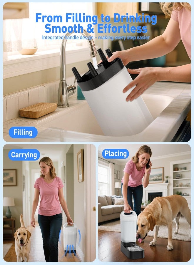 lesotc Automatic Dog Water Bowl Dispenser - 2.4 Gal Large Gravity Auto Pet Water Feeder Fountain Waterer with Stainless Steel Bowl & Easy Carry Handle for Large Dog Cat Multi Pet Use, BPA Free, No Leakage - Image 4