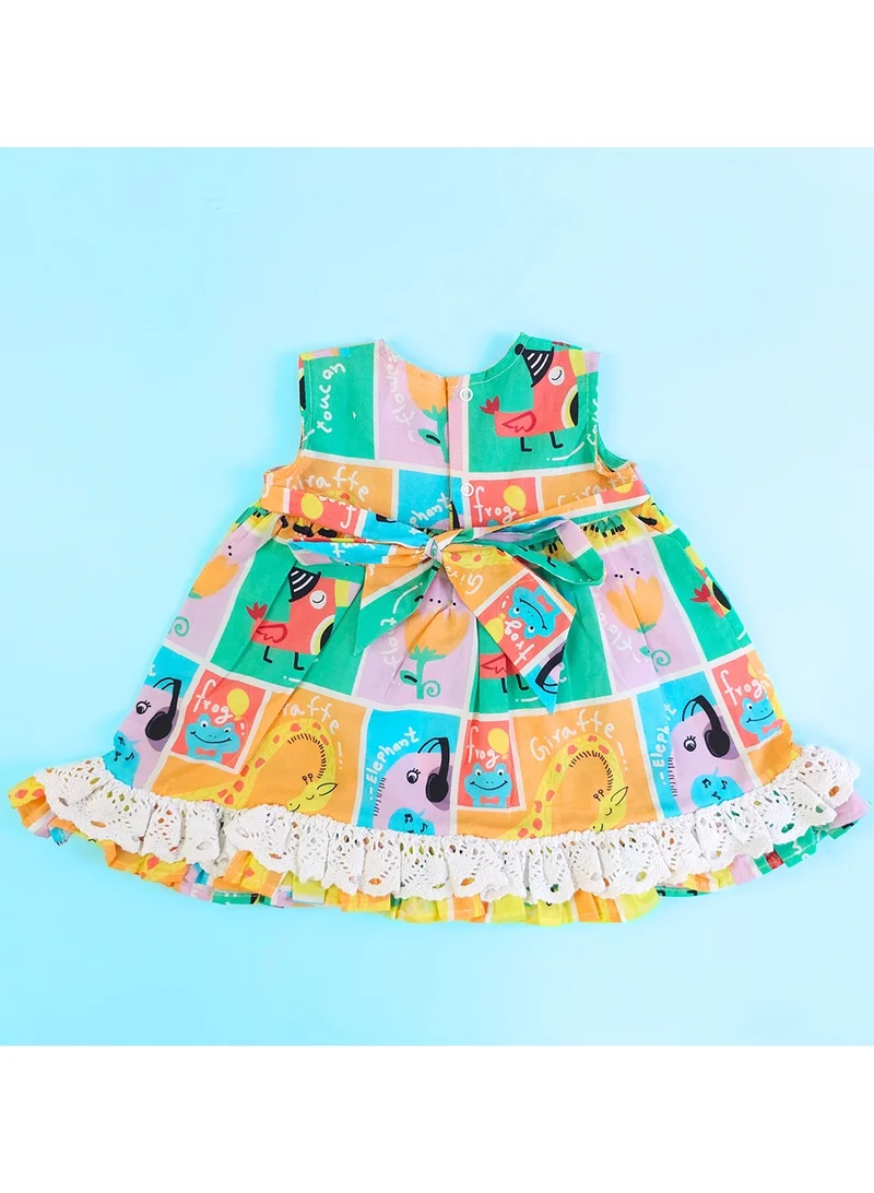 KeeBee Keebee Organic Cotton Zoo Crew Printed Peony Baby Girl Dress