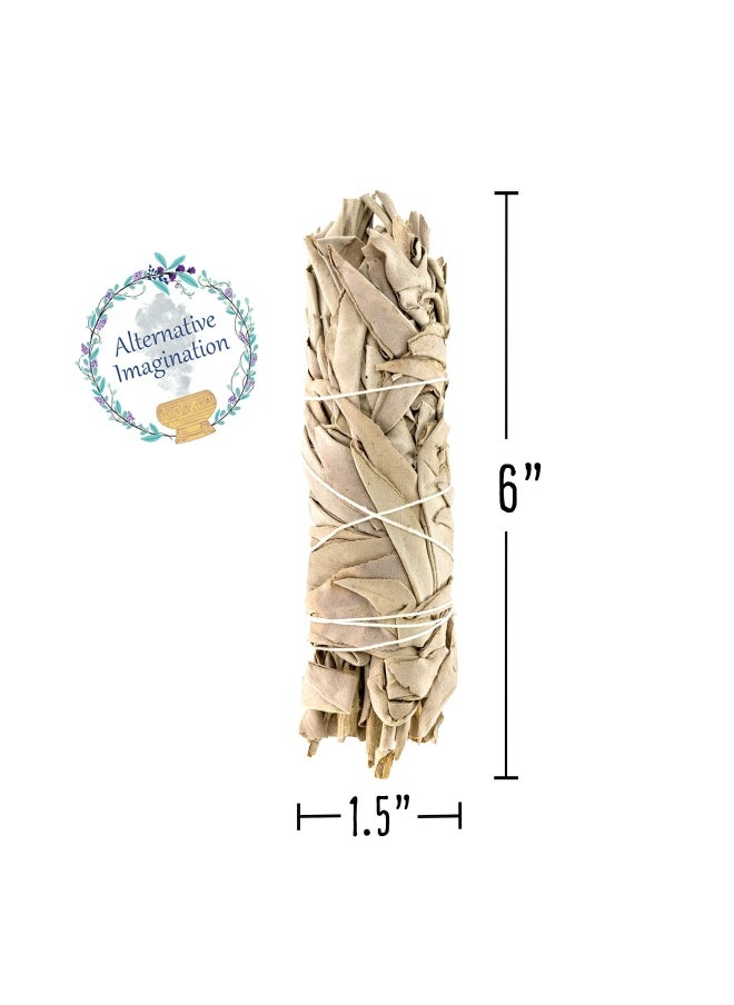 Premium California White Sage Smudge Stick 6 Inch  3 Pack Packaged In Usa