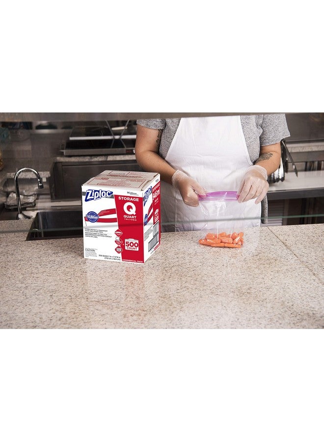 SC Johnson Professional SC Johnson Professional Ziploc Storage Bags, For Food Organization and Storage, Double Zipper, Quart, 500 Count  - Image 3