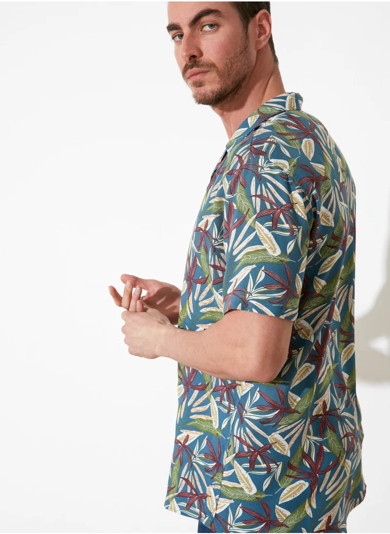 trendyol Leaf Print Regular Fit Shirt