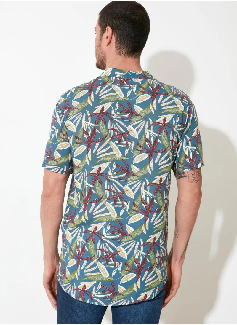 trendyol Leaf Print Regular Fit Shirt