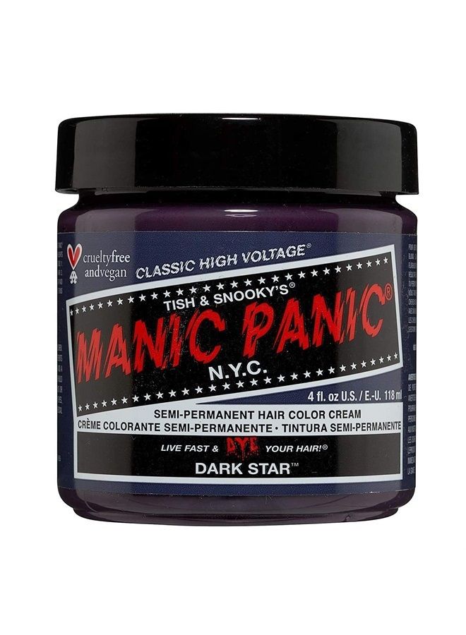 Manic Panic صبغة شعر MANIC PANIIC Dark Star Grey - Classic High Voltage - لون شعر شبه دائم - رمادي غامق للغاية مع تدرجات أرجوانية خفيفة - نباتي وخالي من البارابين والبارافين والأمونيا - لتلوين الشعر للنساء والرجال - Image 1