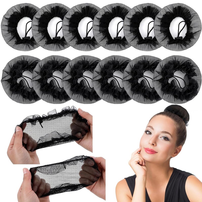 شبكات شعر غير مرئية BBTO 12 قطعة لذيل الباليه والنوم والشعر المستعار بحافة مرنة سوداء