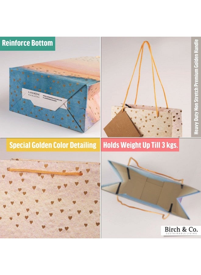 Birch & Co. Gift Bags - Paper Bags For Return Gifts Small Carry Bags For Gifting Small Paper Bags - Goodie Bags With Tissue And Thank You Card - Gift Covers - Pack Of 10, Ombre Hearts, Multicolor - Image 3