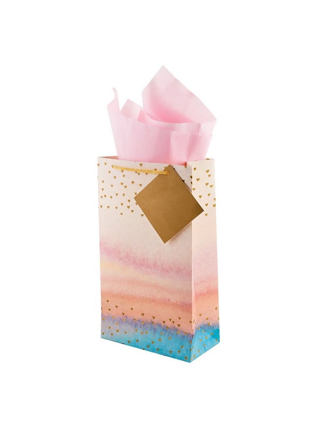 Birch & Co. Gift Bags - Paper Bags For Return Gifts Small Carry Bags For Gifting Small Paper Bags - Goodie Bags With Tissue And Thank You Card - Gift Covers - Pack Of 10, Ombre Hearts, Multicolor - Image 1