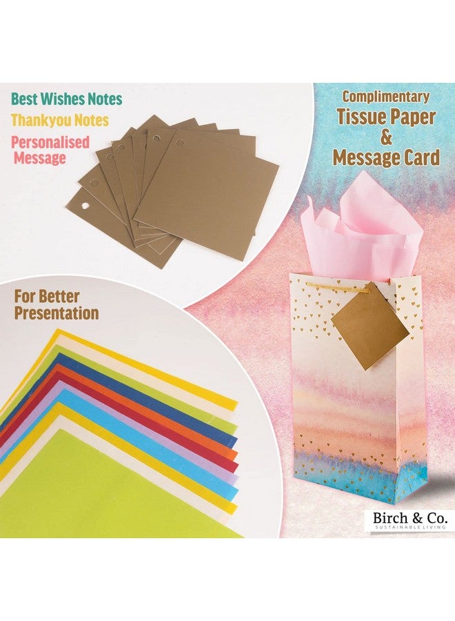 Birch & Co. Gift Bags - Paper Bags For Return Gifts Small Carry Bags For Gifting Small Paper Bags - Goodie Bags With Tissue And Thank You Card - Gift Covers - Pack Of 10, Ombre Hearts, Multicolor - Image 4