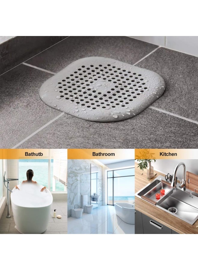 Hair Catcher,Square Hair Drain Cover for Shower Silicone Hair Stopper with Suction Cup,Easy to Install Suit for Bathroom,Bathtub,Kitchen 2 Pack (Grey) - Image 3