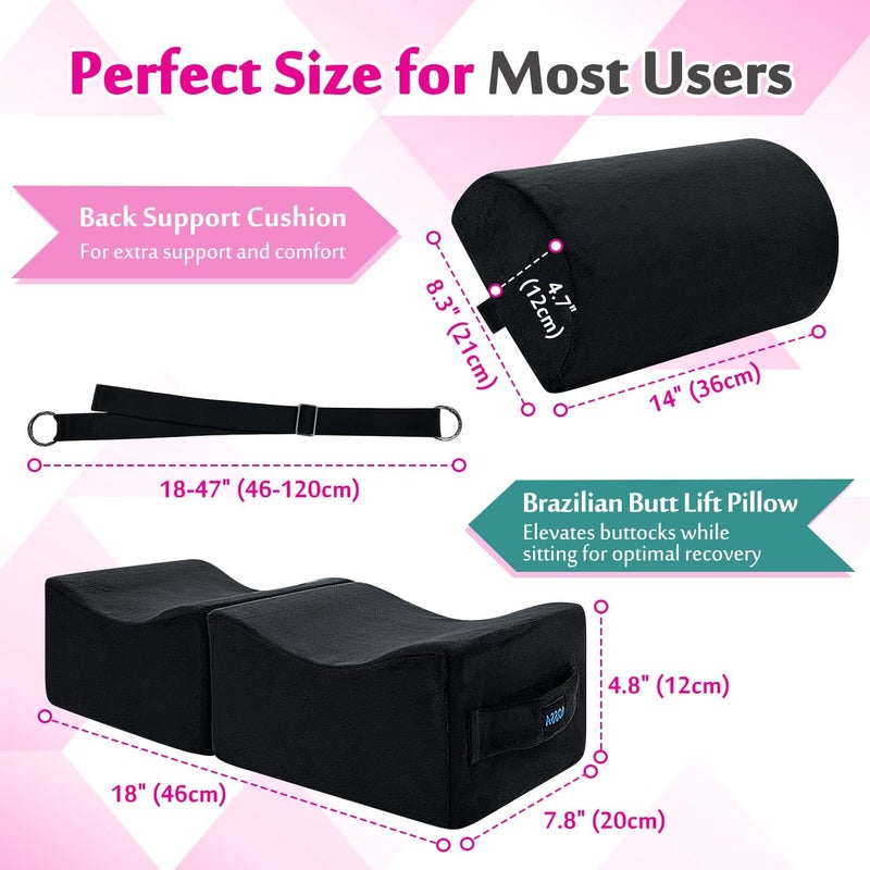 AOSSA BBL Pillow After Surgery, Brazilian Butt Lift Booty + Back Support Cushion, Foam Butt Pillows for Sitting Driving, Travel Lifting Seat Cushion, Post Surgery Wedge Pillow, BBL Recovery Kit - Image 1