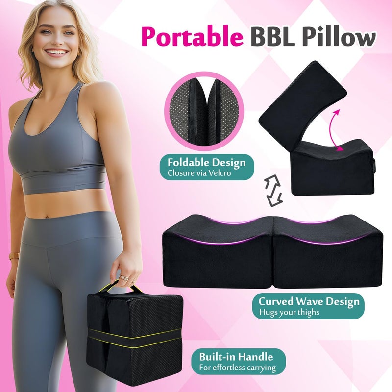 AOSSA BBL Pillow After Surgery, Brazilian Butt Lift Booty + Back Support Cushion, Foam Butt Pillows for Sitting Driving, Travel Lifting Seat Cushion, Post Surgery Wedge Pillow, BBL Recovery Kit - Image 4