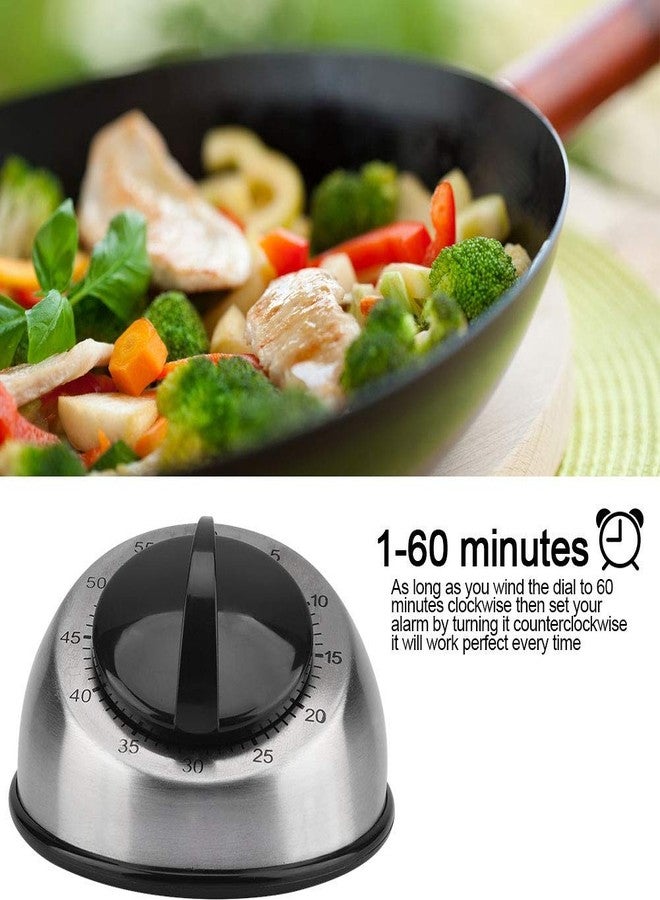 Beufee 2 Pcs Kitchen Timers for Cooking, Stainless Steel 60 Minutes Kitchen Timer Mechanical Wind-up Timer Time Reminder Clock Timer Cooking Alarm Clock - Image 4