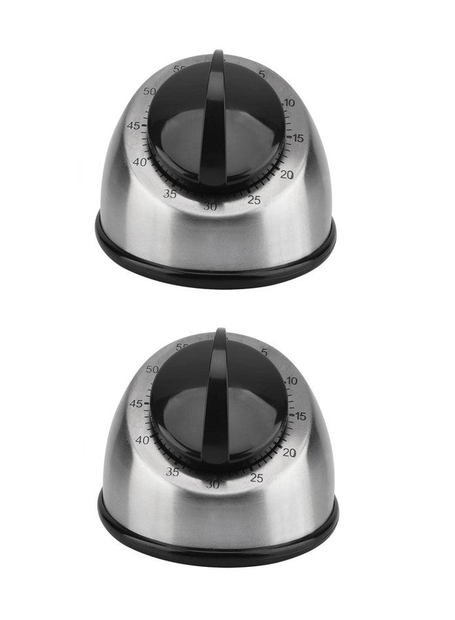 Beufee 2 Pcs Kitchen Timers for Cooking, Stainless Steel 60 Minutes Kitchen Timer Mechanical Wind-up Timer Time Reminder Clock Timer Cooking Alarm Clock - Image 1