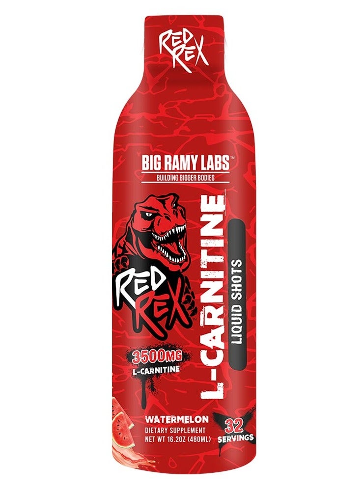 BIG RAMY LABS Red Rex L-Carnitine Liquid 3500mg, Watermelon Flavor – Low Calorie, Gluten Free, Fitness & Active Lifestyle Supplement