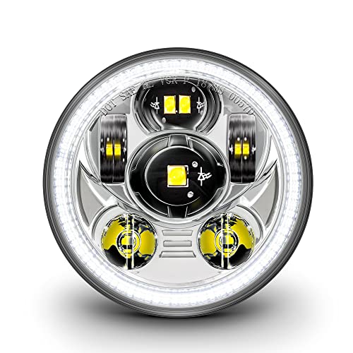 ONLINE LED STORE TRUE MODS 5.75" Harley LED Headlight for Harley Davidson [Chrome-Finish] [HALO DRL] [DOT Compliant] Round LED Motorcycle Headlight Dyna Street Bob Super Wide Glide Low Rider Night Rod Train Softail - Image 1