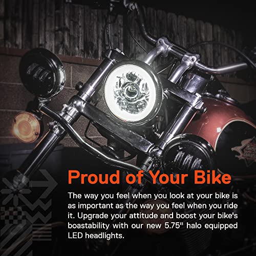 ONLINE LED STORE TRUE MODS 5.75" Harley LED Headlight for Harley Davidson [Chrome-Finish] [HALO DRL] [DOT Compliant] Round LED Motorcycle Headlight Dyna Street Bob Super Wide Glide Low Rider Night Rod Train Softail - Image 3