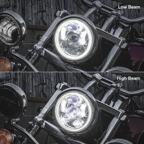 ONLINE LED STORE TRUE MODS 5.75" Harley LED Headlight for Harley Davidson [Chrome-Finish] [HALO DRL] [DOT Compliant] Round LED Motorcycle Headlight Dyna Street Bob Super Wide Glide Low Rider Night Rod Train Softail - Image 5