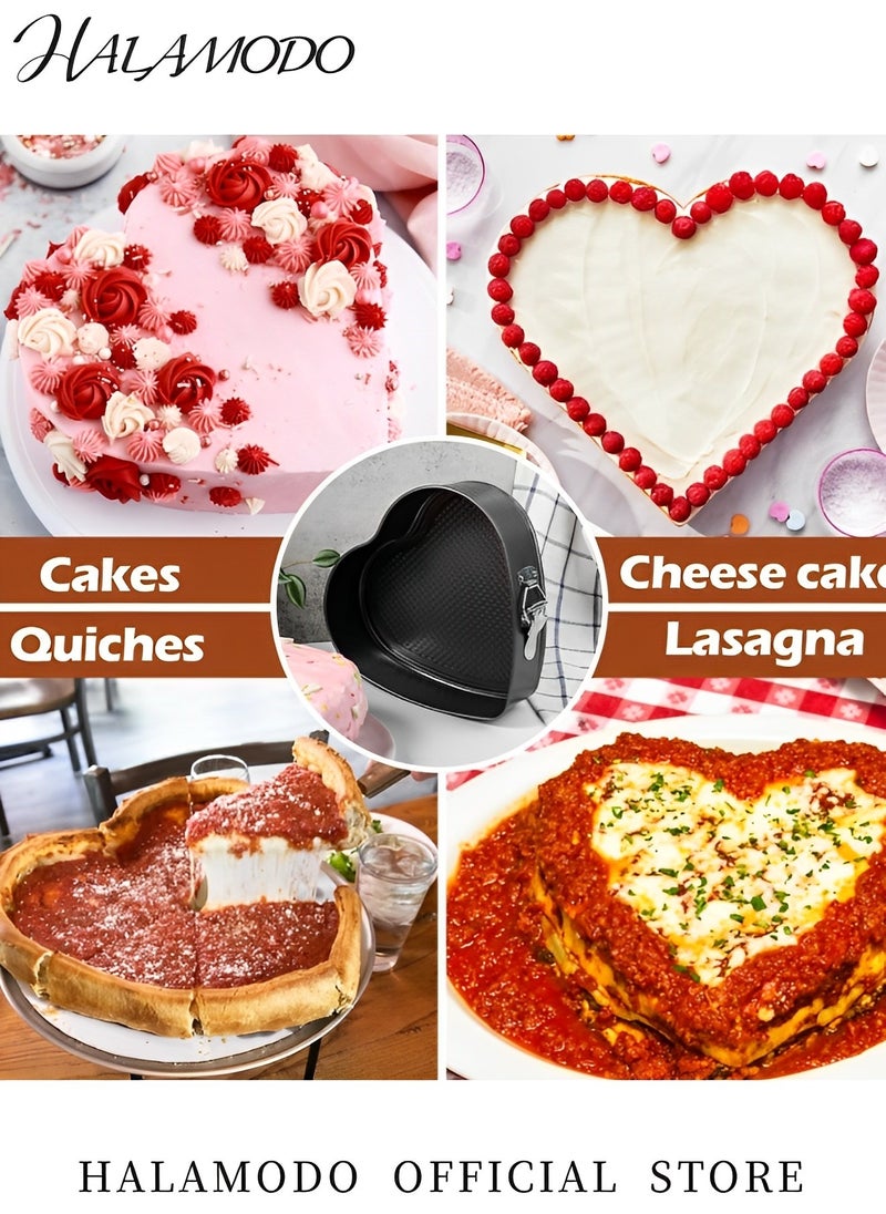 HALAMODO - Cake Molds Set of 1pc Heart Shape & 1pc Square Shape & 1pc Round Shape Pan Nonstick Springform Pan Cheesecakes Pan with Removable Bottom for Cake Baking - Image 1