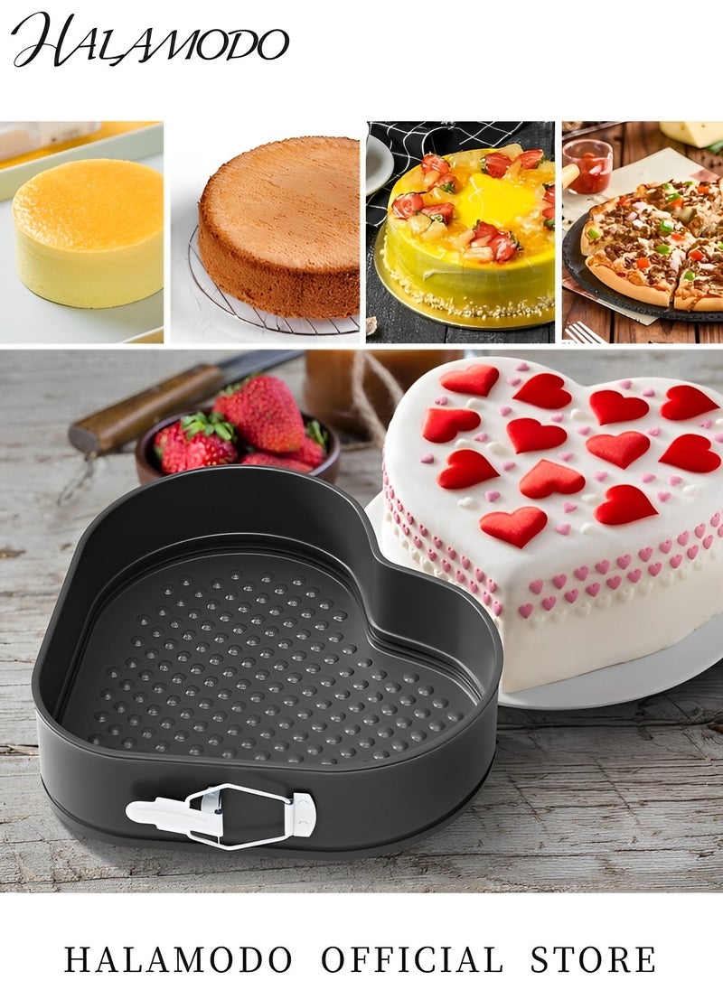 HALAMODO - Cake Molds Set of 1pc Heart Shape & 1pc Square Shape & 1pc Round Shape Pan Nonstick Springform Pan Cheesecakes Pan with Removable Bottom for Cake Baking - Image 1