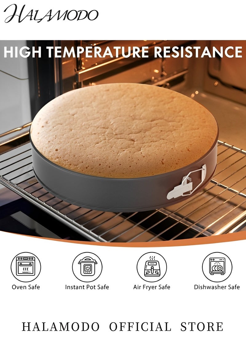 HALAMODO - Cake Molds Set of 1pc Heart Shape & 1pc Square Shape & 1pc Round Shape Pan Nonstick Springform Pan Cheesecakes Pan with Removable Bottom for Cake Baking - Image 1