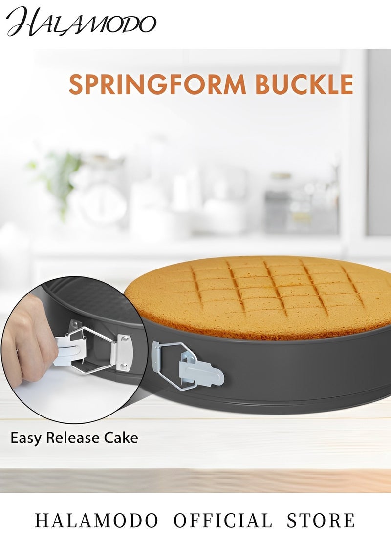 HALAMODO - Cake Molds Set of 1pc Heart Shape & 1pc Square Shape & 1pc Round Shape Pan Nonstick Springform Pan Cheesecakes Pan with Removable Bottom for Cake Baking - Image 1