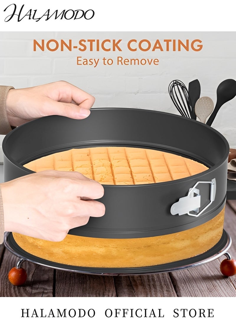HALAMODO - Cake Molds Set of 1pc Heart Shape & 1pc Square Shape & 1pc Round Shape Pan Nonstick Springform Pan Cheesecakes Pan with Removable Bottom for Cake Baking - Image 1