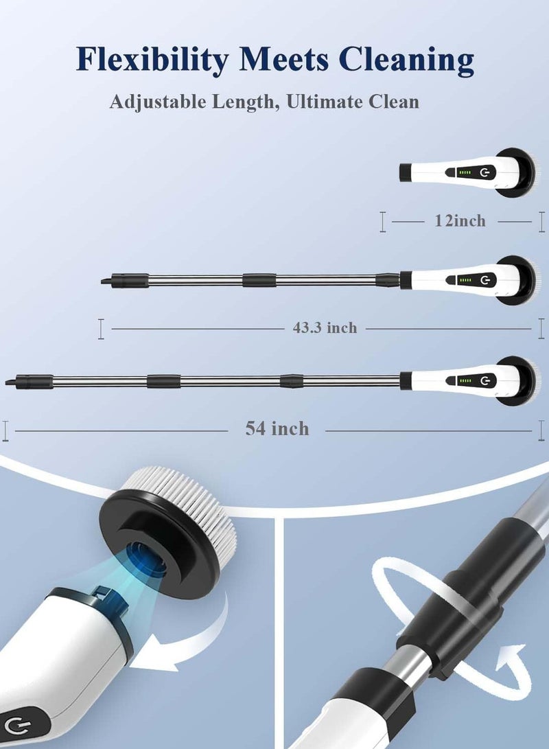 Eworld Cordless Electric Spin Scrubber with 7 Replaceable Drill Brush Heads, 54in Adjustable Extension Arm & 2500mAh High-Rate Battery with Type-C fast charger for Bathroom, Kitchen, Floor & Tile Cleaning.  - Image 2