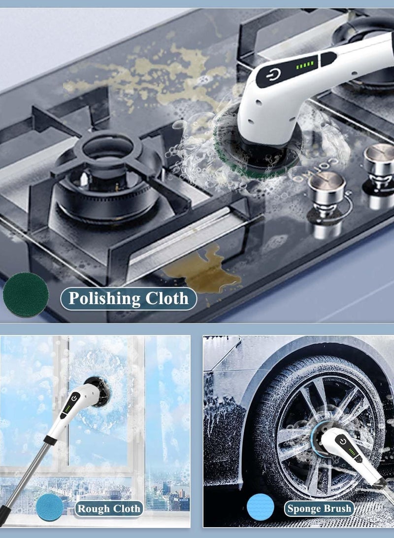 Eworld Cordless Electric Spin Scrubber with 7 Replaceable Drill Brush Heads, 54in Adjustable Extension Arm & 2500mAh High-Rate Battery with Type-C fast charger for Bathroom, Kitchen, Floor & Tile Cleaning.  - Image 5